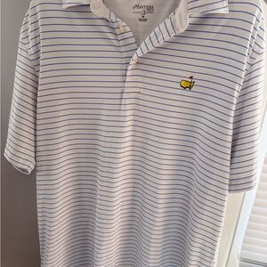 Masters White Polo with Blue Stripes